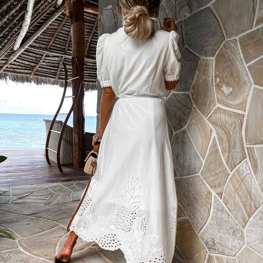 Esmée – Elegante Maxi-Jurk Met Een Vloeiend Silhouet, Van Katoen En Linnen