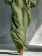 Anika | Groene Off-Shoulder Puff Sleeve Maxi Jurk