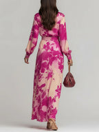 Julia | Rozen Bloemen V-Hals Ceintuur Maxi Jurk