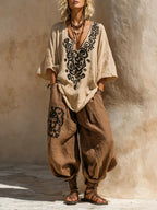 Margaret | Nomadische Boheemse Kunstprint Drie-Delige Set Outfit