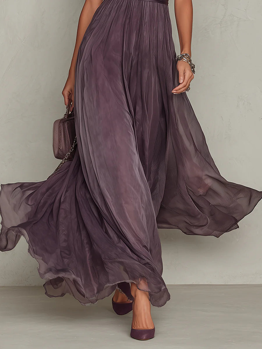 Ashley | Vintage Elegante Chiffon Maxi Jurk