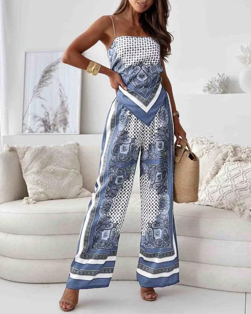 Helen | Vakantie Klaar Stijlvolle Vetersluiting Vest & Broek Twee-Delige Set Jurk