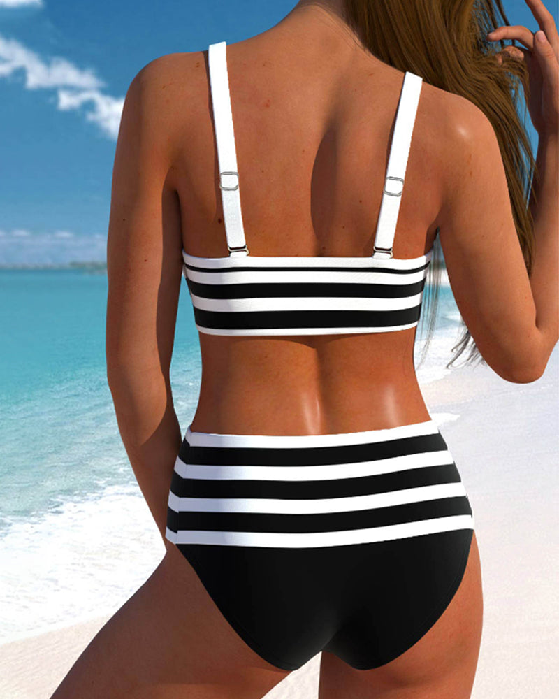 Emma | Gestreepte bikini met hoge taille