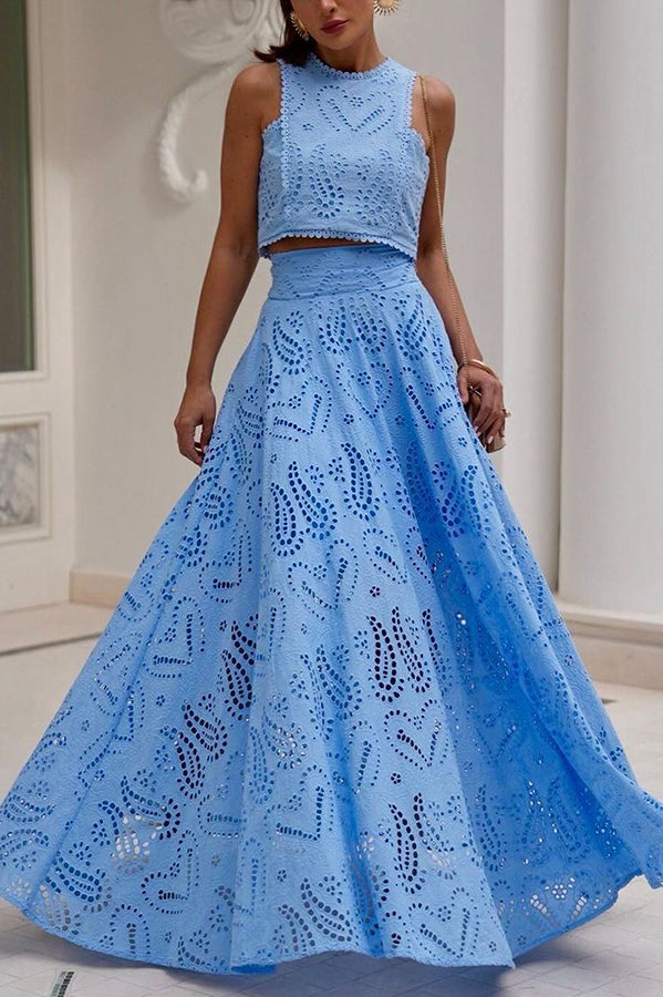 Larissa™ Geborduurde Top & Hoge Taille Maxi Rok Set