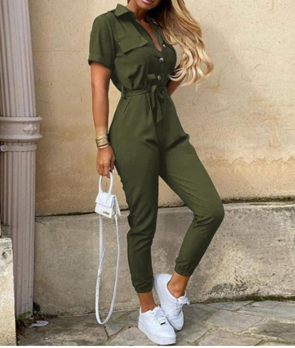Velavie - Cargo Jumpsuit Met Stoere Look En Comfortabele Fit