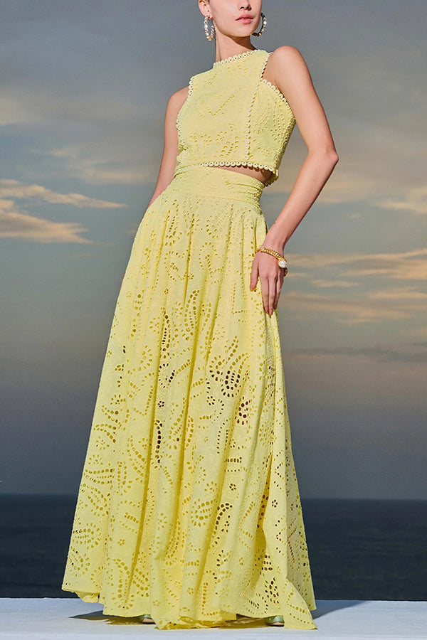 Larissa™ Geborduurde Top & Hoge Taille Maxi Rok Set