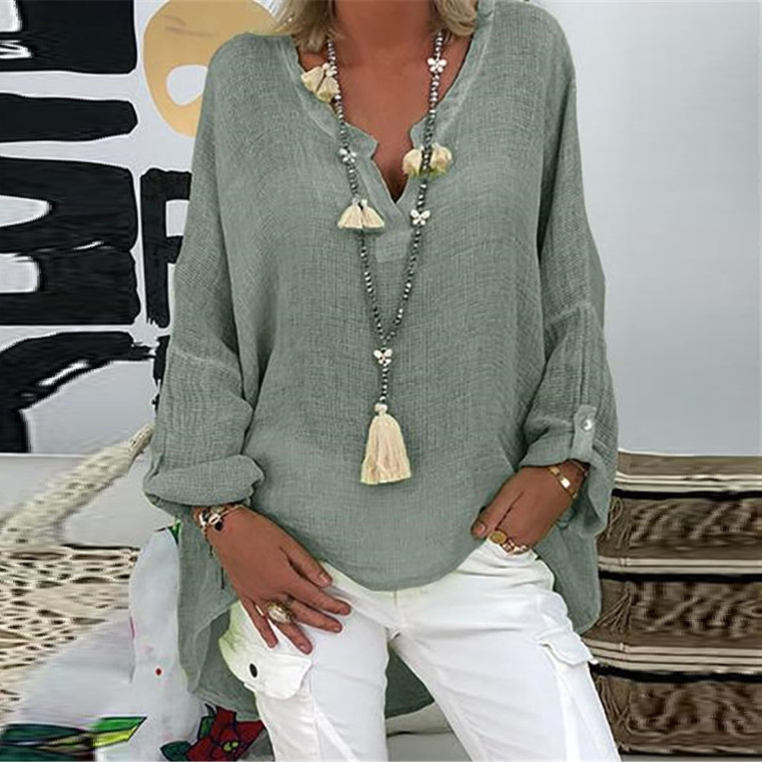 Estrella - Stijlvolle Linnen Damesblouse Voor Een Natuurlijke Look