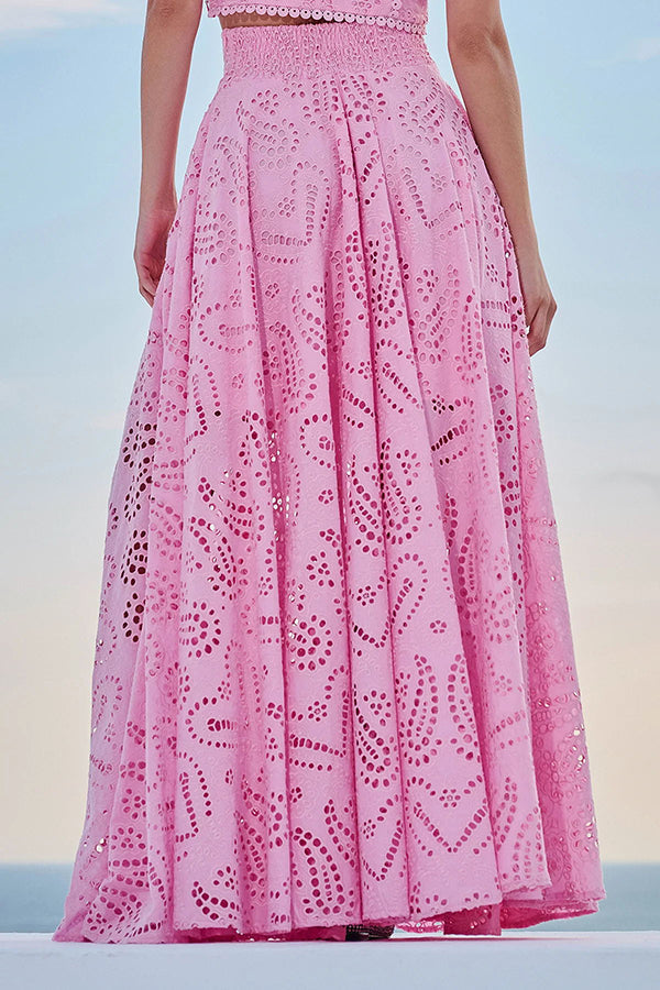 Larissa™ Geborduurde Top & Hoge Taille Maxi Rok Set