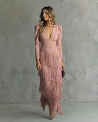 Clara™ | Elegante midi-jurk met franjes mouwen