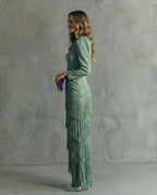 Clara™ | Elegante midi-jurk met franjes mouwen