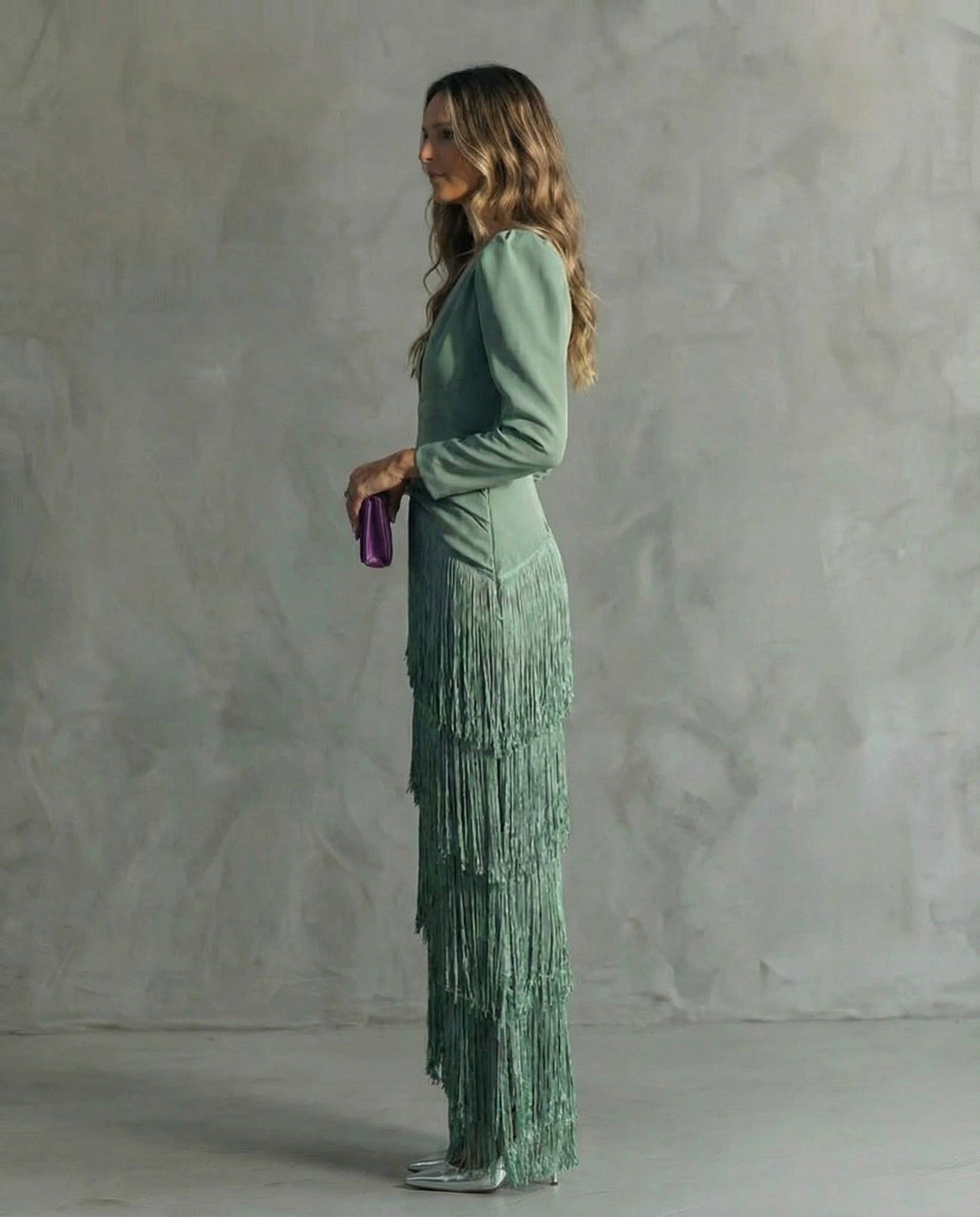 Clara™ | Elegante midi-jurk met franjes mouwen