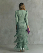 Clara™ | Elegante midi-jurk met franjes mouwen