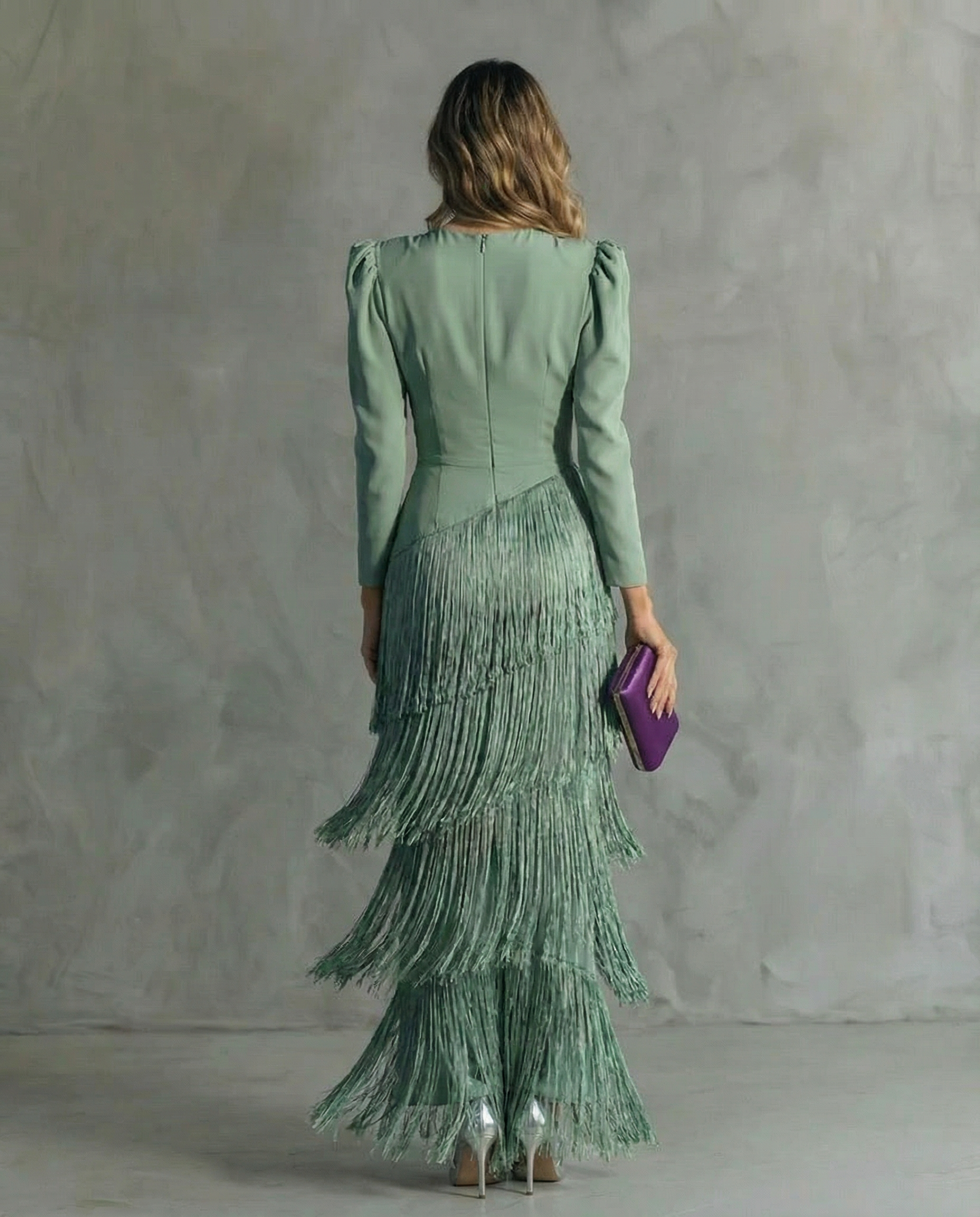 Clara™ | Elegante midi-jurk met franjes mouwen