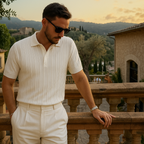 Vemiera | Elegantní polo tričko z žebrovaného úpletu