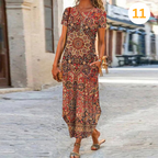 Julia - Lange Maxi Jurk Met Levendige Print En Elegant Design
