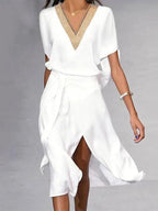 Linda - Witte Midi Zomer Jurk